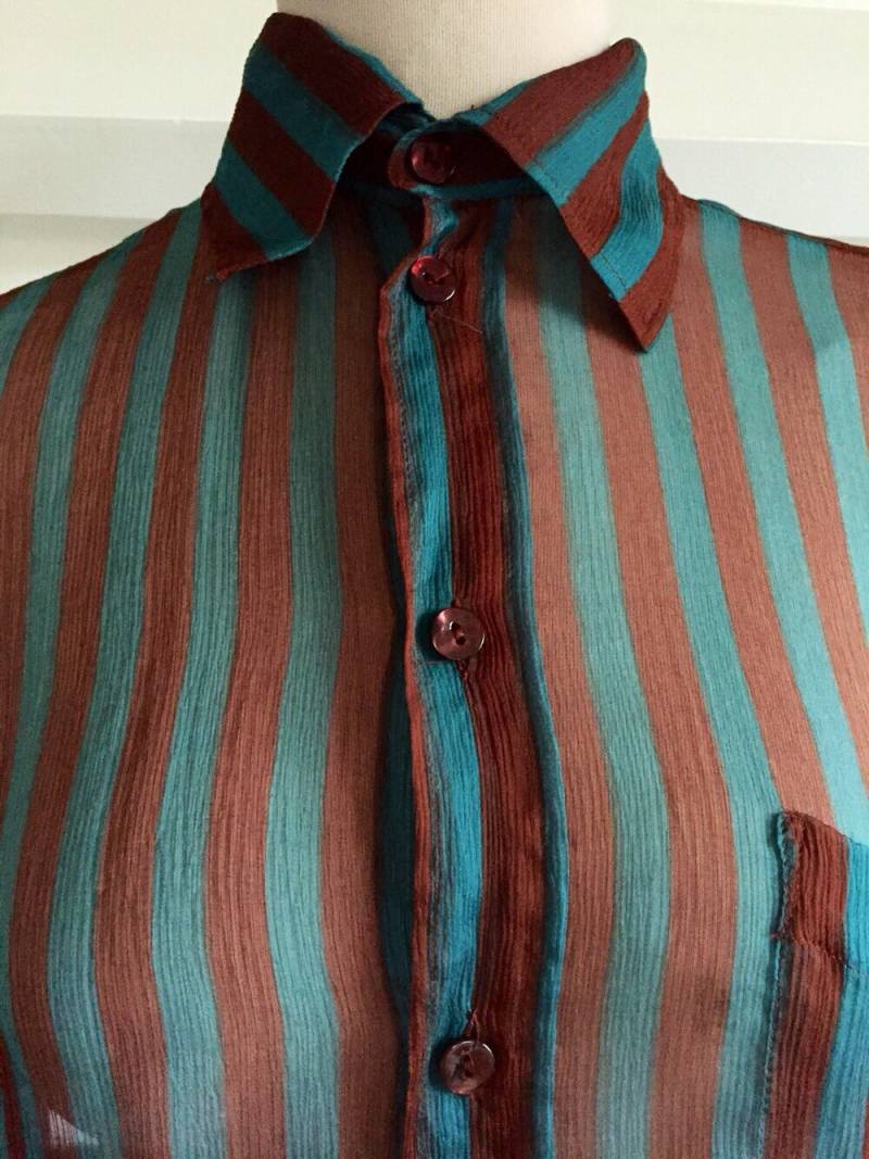 Jean Paul Gaulthier Vtge Gestreiftes Seidenhemd von OohLaLaVintageParis