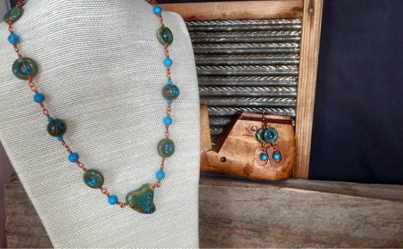 Kupfer Porzellan Glieder Set von OohShinyJewelryCo