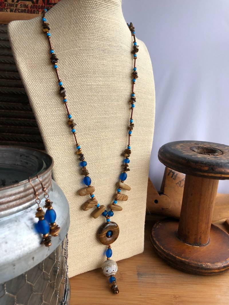 Pfau Und Tigerauge Set Pfau Und Tigerauge Set von OohShinyJewelryCo