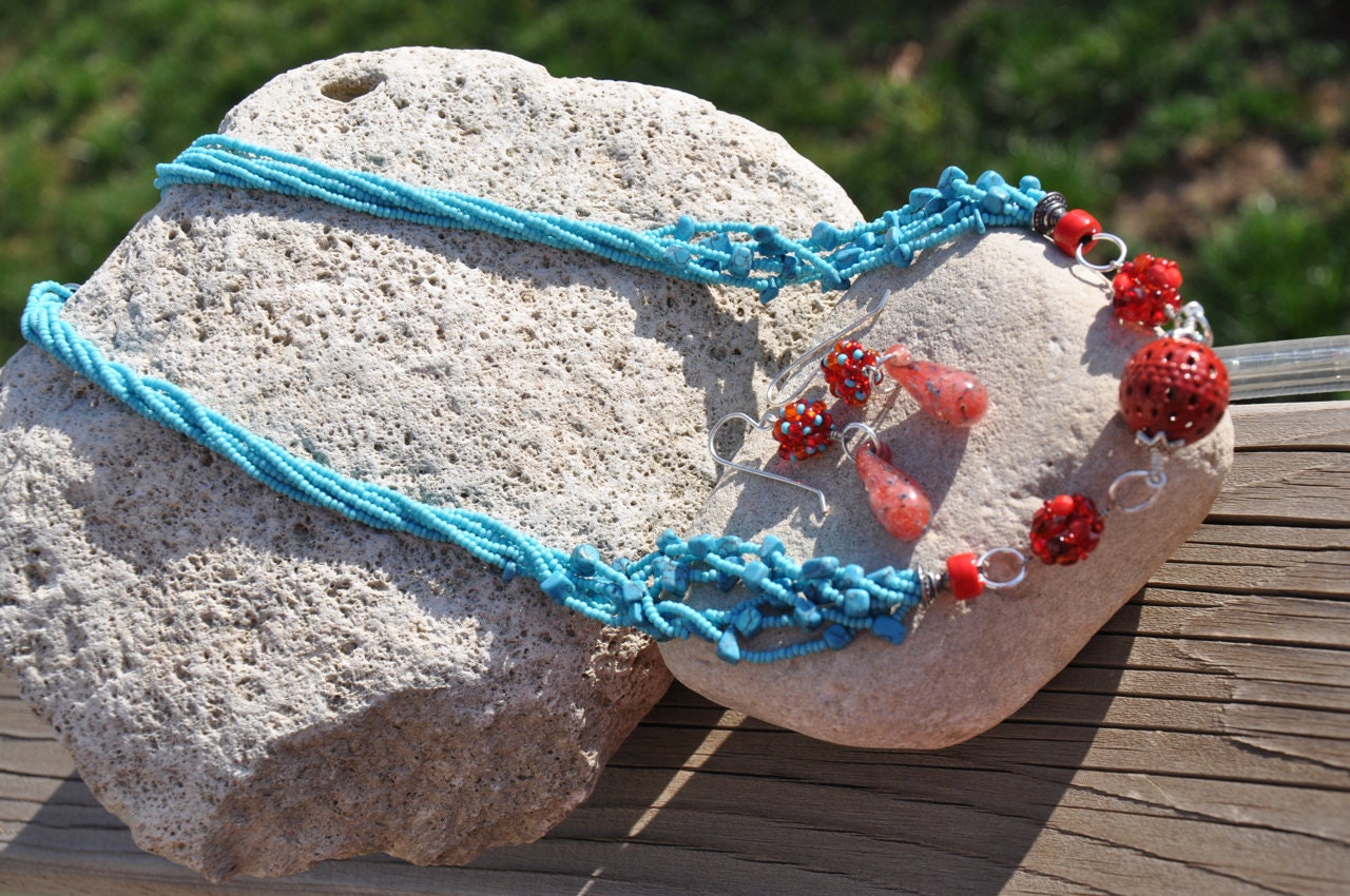 Rot Und Türkis Set von OohShinyJewelryCo