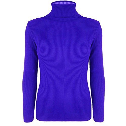 Oops Outlet Damen Rollkragen Pullover Top Dehbar Gerippt Langärmelig - S/M (EU 36/38), Königsblau von Oops Outlet