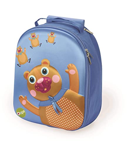 Oops Rucksack, Kindergartenrucksack, Kitarucksack (für Kinder ab 18 Monaten geeignet, idealer Reisebegleiter, handlich, mit lustigem 3D-Bärenmotiv, aus Ethylen-Vinylazetat, Höhe ca. 35 cm), Blau von Oops