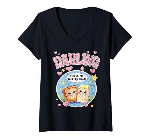 Damen DARLING YOU ARE MY BUTTER HALF süßes Design für Liebespaare T-Shirt mit V-Ausschnitt von Oort 33 Production