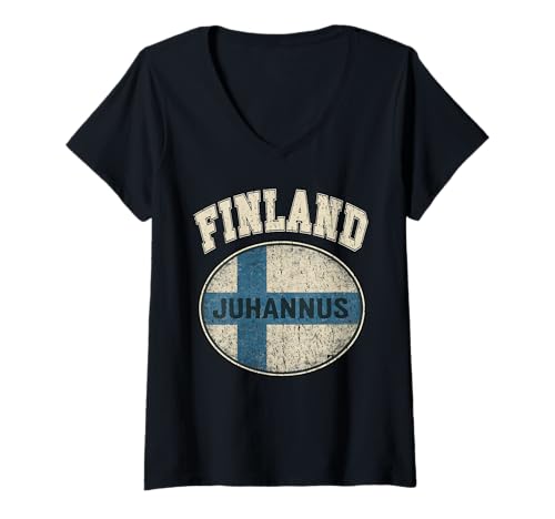 Damen FINNLAND JUHANNUS Mittsommerfest im mystischen Skandinavien T-Shirt mit V-Ausschnitt Damen FINNLAND JUHANNUS Mittsommerfest im mystischen Skandinavien T-Shirt mit V-Ausschnitt von Oort 33 Production