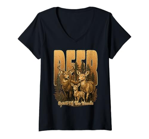 Damen Hirschgeist der Hölzer Diese niedlichen süßen Waldbewohner T-Shirt mit V-Ausschnitt Damen Hirschgeist der Hölzer Diese niedlichen süßen Waldbewohner T-Shirt mit V-Ausschnitt von Oort 33 Production