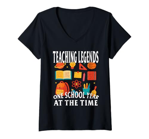 Damen Legends ONE School Year at The TIME Teaching Legends Leiter Schule T-Shirt mit V-Ausschnitt von Oort 33 Production