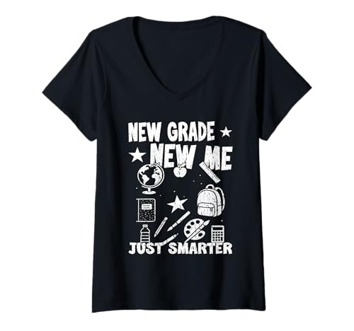 Damen New Grade New Me Just Smart Back to School to Next Grade T-Shirt mit V-Ausschnitt von Oort 33 Production