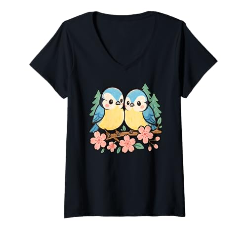 Damen Niedliche Titten Vögel schönes Vogelpaar für Immer zusammen Liebhaber T-Shirt mit V-Ausschnitt Damen Niedliche Titten Vögel schönes Vogelpaar für Immer zusammen Liebhaber T-Shirt mit V-Ausschnitt von Oort 33 Production