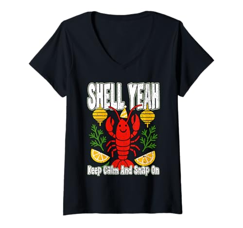 Damen Shell Yeah Keep Calm and Snap On Lustige Herbstkrebsparty T-Shirt mit V-Ausschnitt Damen Shell Yeah Keep Calm and Snap On Lustige Herbstkrebsparty T-Shirt mit V-Ausschnitt von Oort 33 Production