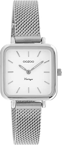 Oozoo Vintage Damen Uhr - Armbanduhr Damen mit 12mm Metallmesharmband - Analog Damenuhr Quadratisch C20261 von Oozoo