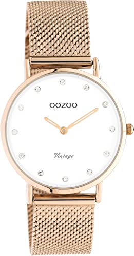 Oozoo Vintage Damen Uhr - Armbanduhr Damen mit 16mm Mesh Armband - Analog Damenuhr in rund C20243 von Oozoo