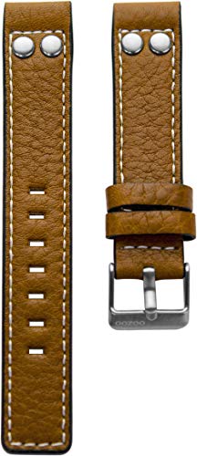 Oozoo Armband Uhrenband Uhrenarmband Leder Lederband mit Dornschließe Cognac/Niete 18 mm von Oozoo