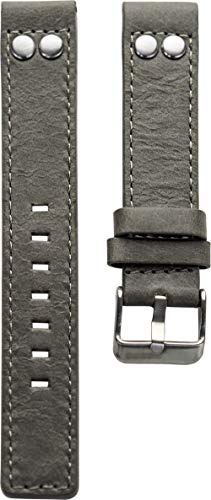 Oozoo Armband Uhrenband Uhrenarmband Leder Lederband mit Dornschließe Grau/Niete 22 mm von Oozoo