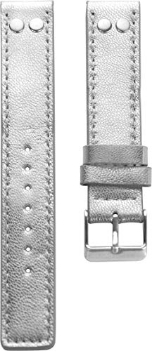 Oozoo Armband Uhrenband Uhrenarmband Leder Lederband mit Dornschließe Silber/Niete 18 mm von Oozoo