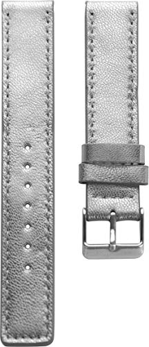 Oozoo Armband Uhrenband Uhrenarmband Leder Lederband mit Dornschließe Silber 18 mm von Oozoo