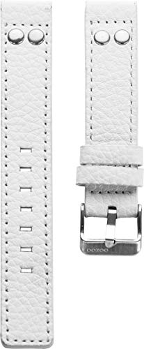 Oozoo Armband Uhrenband Uhrenarmband Leder Lederband mit Dornschließe Weiß/Niete 22 mm von Oozoo