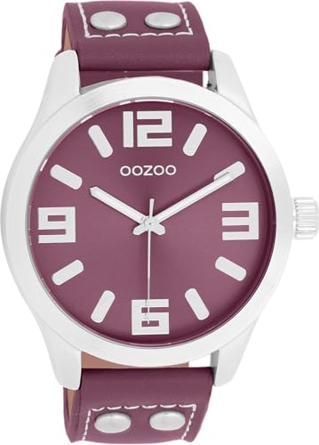 Oozoo Timepieces Unisex Uhr in Lila - Armbanduhr Unisex mit Lederarmband | Hochwertige Uhr - Edle Analog Unisexuhr in rund C11552 von Oozoo