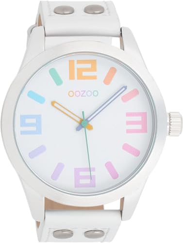 Oozoo Armbanduhr Basic Line mit Lederband 47 MM Bunt/Weiß C1085 von Oozoo