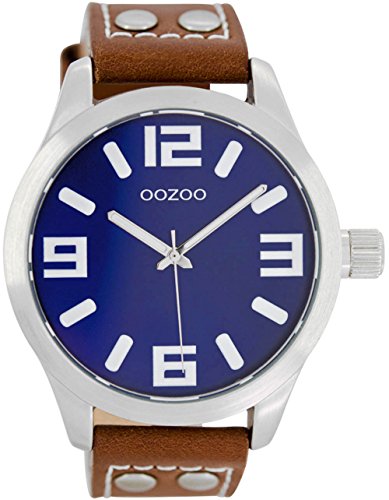 Oozoo Armbanduhr Basic Line mit Lederband 47 MM Dunkelblau/Braun C1065 von Oozoo