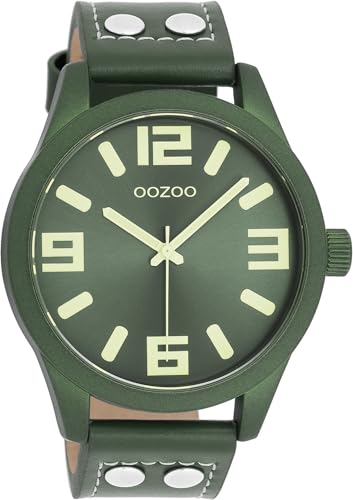 Oozoo Armbanduhr Basic Line mit Lederband 47 MM Green/Grün/Grün C1093 von Oozoo