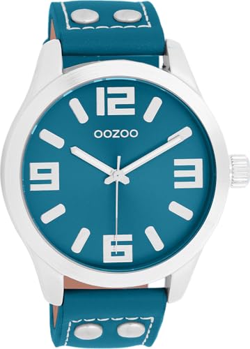 Oozoo Timepieces Unisex Uhr in Blau - Armbanduhr Unisex mit Lederarmband | Hochwertige Uhr - Edle Analog Unisexuhr in rund C11551 von Oozoo