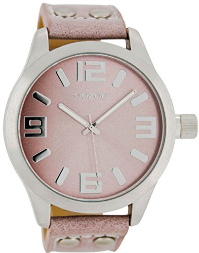 Oozoo Armbanduhr Basic Line mit Lederband 47 MM Pinkgrau/Pinkgrau C1058 von Oozoo