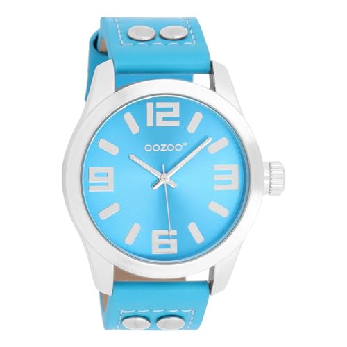 Oozoo Armbanduhr Junior Basic Neon Line mit Lederband 40 MM in verschiedenen Farbvarianten (Neon Blau) von Oozoo