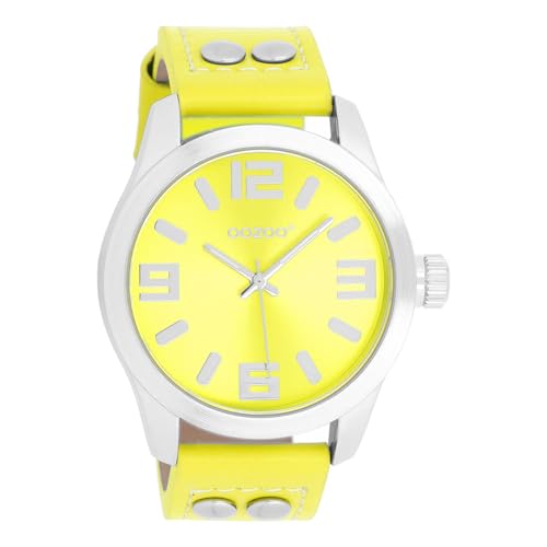 Oozoo Armbanduhr Junior Basic Neon Line mit Lederband 40 MM in verschiedenen Farbvarianten (Neon Gelb) von Oozoo