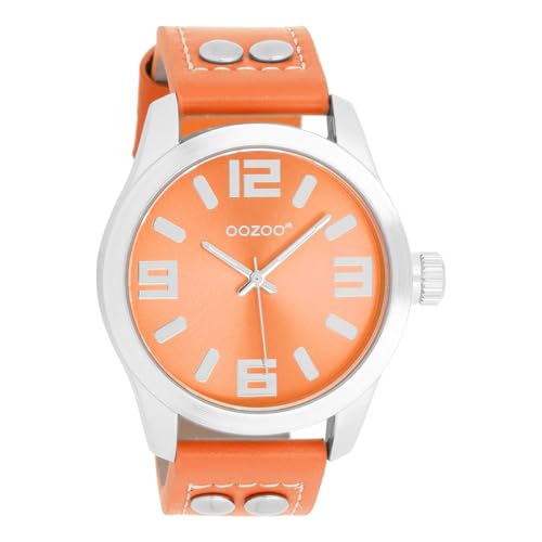 Oozoo Armbanduhr Junior Basic Neon Line mit Lederband 40 MM in verschiedenen Farbvarianten (Neon Orange) von Oozoo