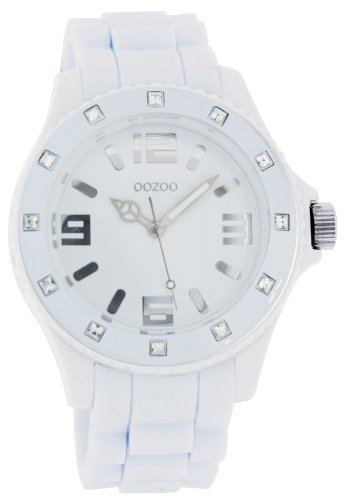 Oozoo Damen-Armbanduhr Analog Silikon C4356 White Strass von Oozoo