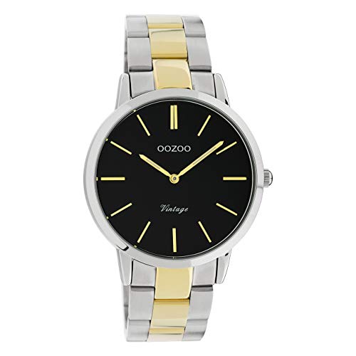 Oozoo Damen Armbanduhr Silber Gold Analog C20107 Vintage Slim Edelstahl UOC20107 Analoguhr von Oozoo