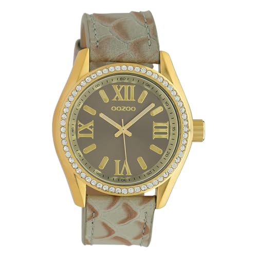 Oozoo Damen Armbanduhr Timepieces Analog Leder grau Hellbraun UOC10272 Analoguhr von Oozoo