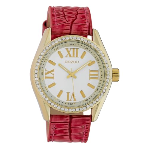 Oozoo Damen Armbanduhr Timepieces Analog Leder pink UOC10227 Analoguhr von Oozoo