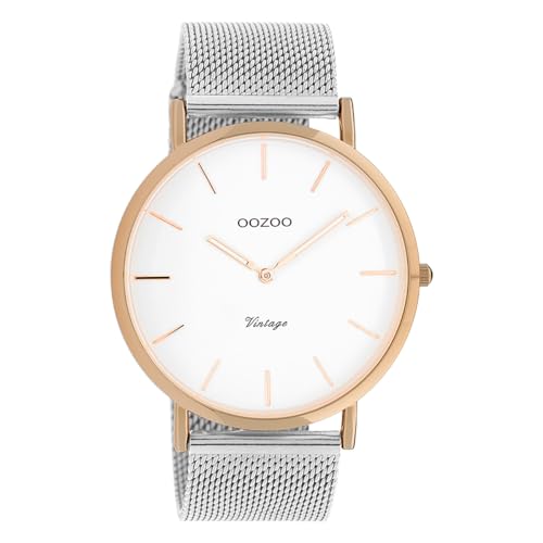 Oozoo Damen Armbanduhr Vintage Series Analog Metall Silber UOC20070 Analoguhr von Oozoo
