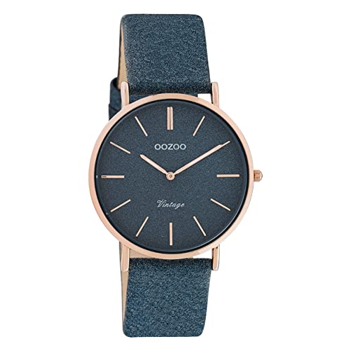 Oozoo Damen Armbanduhr dunkelblau Analog C20203 Vintage Series Lederarmband UOC20203 Analoguhr von Oozoo