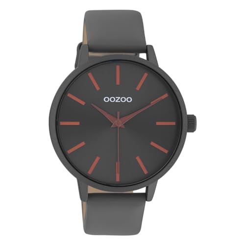 Oozoo Damen Armbanduhr mit Lederband 42 MM Grau/Grau/Rot C10876 von Oozoo