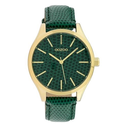 Oozoo Damenuhr Snake Look mit Lederband 40 MM Goldfarben/Grün C10432 von Oozoo