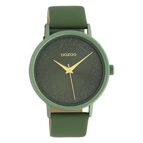 Oozoo Damenuhr mit Glitzereffekt und Lederband 42 MM Moosgrün C10582 von Oozoo