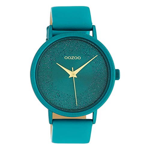 Oozoo Damenuhr mit Glitzereffekt und Lederband 42 MM Viridiangrün C10581 von Oozoo