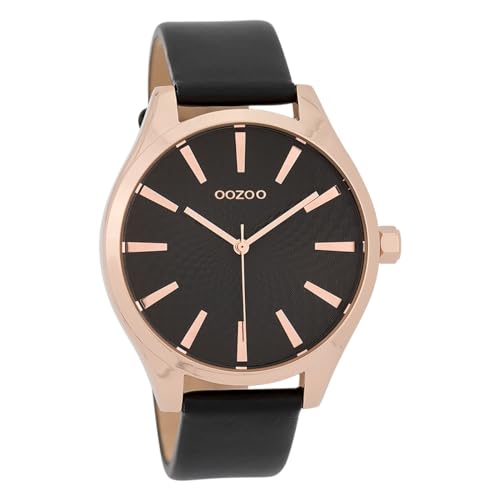 Oozoo Damenuhr mit Lederband 42 MM Rose/Schwarz/Schwarz C9689 von Oozoo