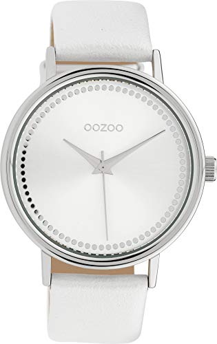 Oozoo Damenuhr mit Lederband 42 MM Silberfarben/Weiß C10149 von Oozoo