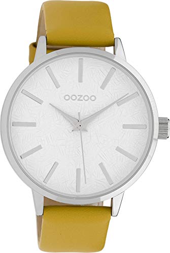 Oozoo Damenuhr mit Lederband 42 MM Weiss/Senfgelb C9750 von Oozoo