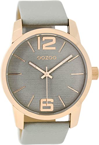 Oozoo Damenuhr mit Lederband 43 MM Rosegoldfarben/Hellgrau/Hellgrau C9090 von Oozoo