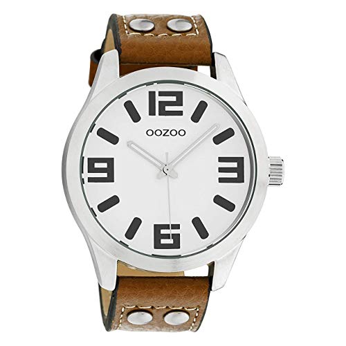 Oozoo Timepieces Damen Uhr - Armbanduhr Damen mit Lederarmband | Hochwertige Uhr für Frauen - Edle Analog Damenuhr in rund (Braun) C1051 von Oozoo