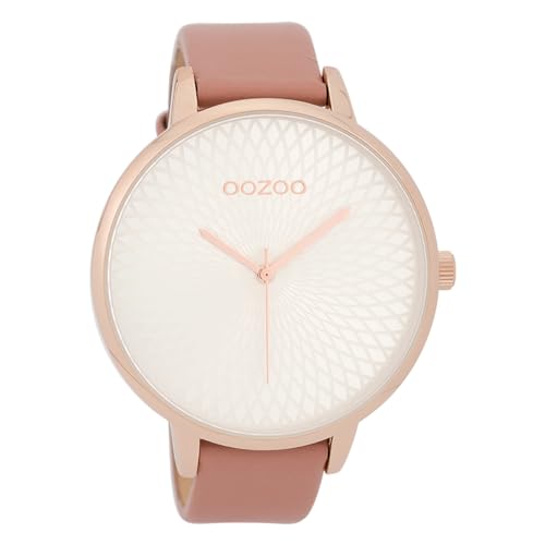 Oozoo Damenuhr mit Lederband 48 MM Rose/Silberfarben/Pinkgrau C9725 von Oozoo