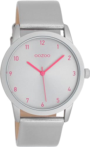 Oozoo Damenuhr mit Lederband Color Line 38 MM Silberfarben/Silberfarben C11058 von Oozoo