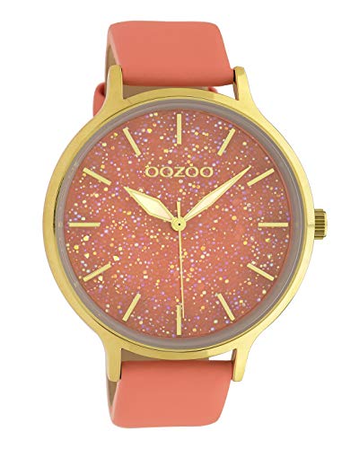 Oozoo Damenuhr mit Lederband Glitter Line 48 MM Goldfarben/Apricot/Apricot C10660 von Oozoo