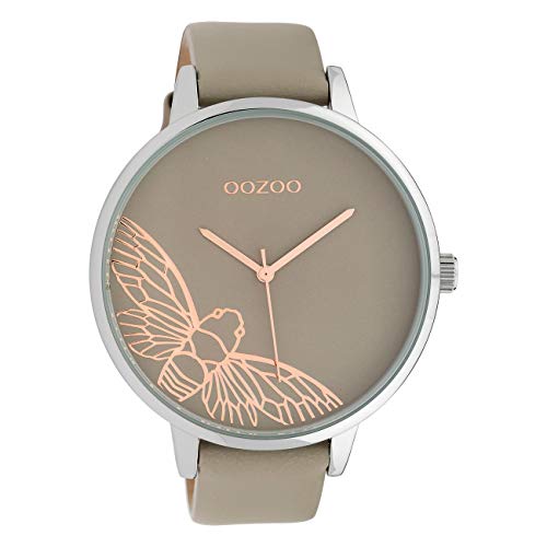 Oozoo Damenuhr mit Lederband Libelle XXL 48 MM Taupe/Taupe C10077 von Oozoo