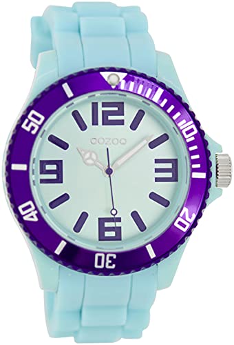 Oozoo Damenuhr mit Silikonarmband Bicolor Zweifarbig 43 MM Türkis/Violett C5842 von Oozoo