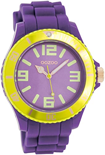 Oozoo Damenuhr mit Silikonarmband Bicolor Zweifarbig 43 MM Violett/Gelb C5860 von Oozoo